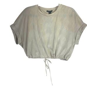 Dynamite Beige Drawstring Crop Top size small